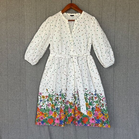 Talbots 100% Cotton Poplin; Blissful Floral Puff Sleeve Midi Shirt Dress Size 18 - Picture 4 of 16